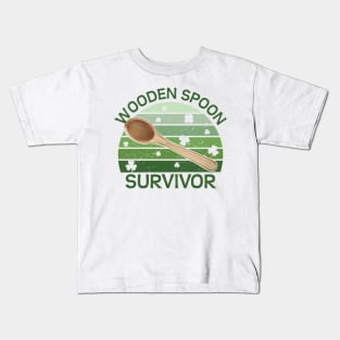 Wooden Spoon Survivor Funny St Paddys day Design Kids T-Shirt